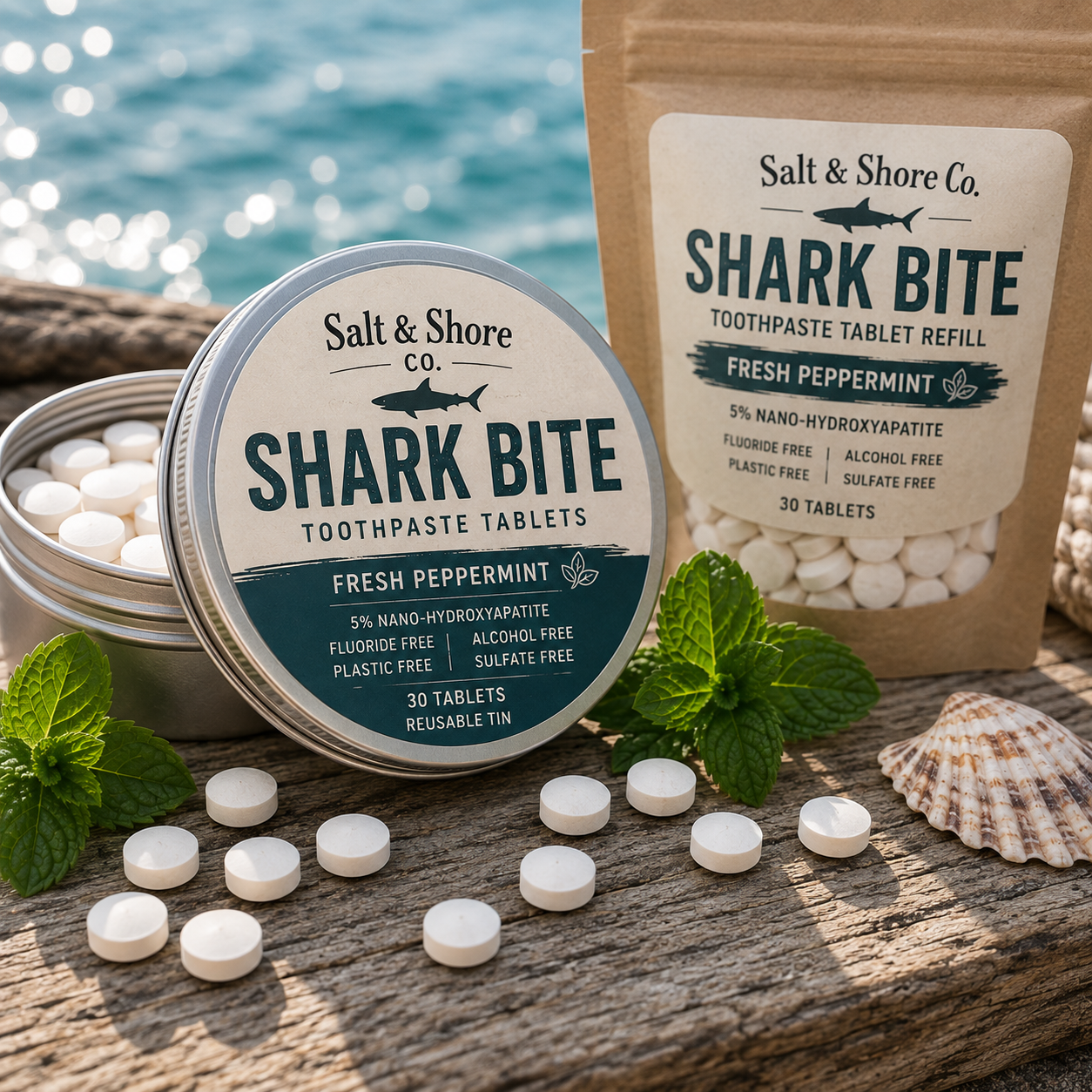 Nano Hydroxyapatite Natural Whitening, Reduce Sensitivity,Fluoride & Plastic Free, Eco Friendly & Travel Mouthwash Tablets