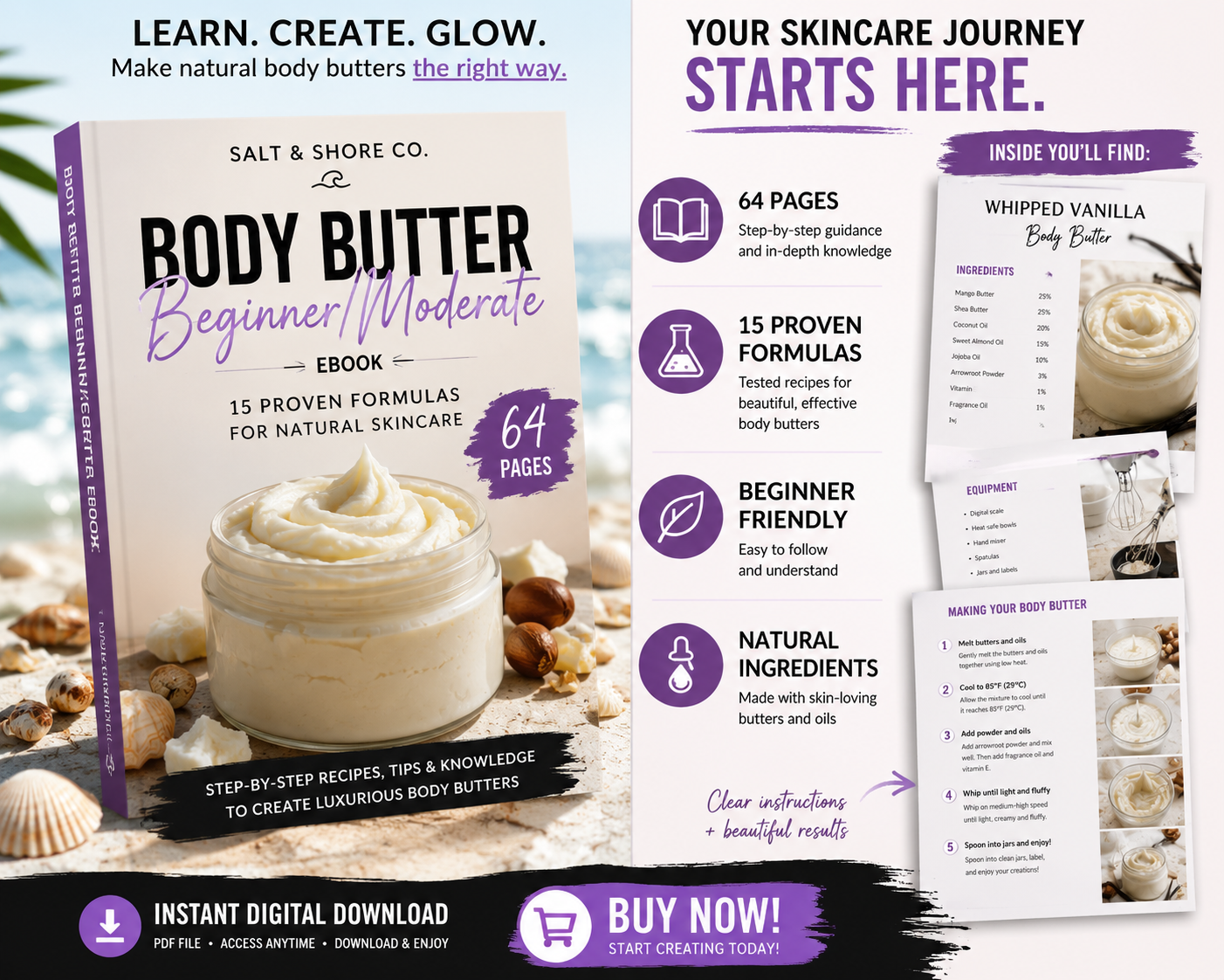 Beginner to Moderate Body Butter eBook – 15 Proven Formulas